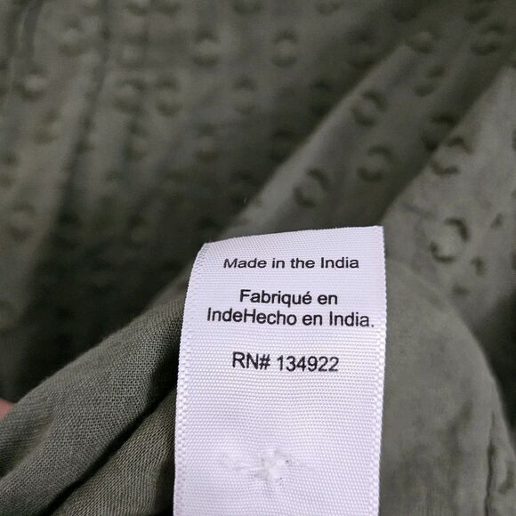 India Collection Emerson Fry Mandarin Collar Top OS Moss Organic Cotton Weave - Picture 6 of 9